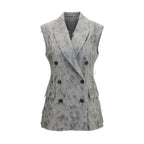 Brunello Cucinelli Gray Wool Oves Aries Sleeveless Jacket