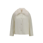 Loulou De Saison White Wool Oves Aries Full-Length Jacket