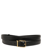 Dolce & Gabbana Black Leather Double Wrap Metal Buckle Belt