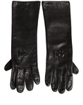 Dolce & Gabbana Black Genuine Leather Embossed DG Logo Gloves