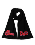 Dolce & Gabbana Black D&G Queen Cashmere Knitted Shawl Scarf