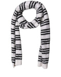 Dolce & Gabbana White Black Striped Skinny Neck Warmer Scarf