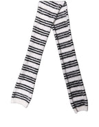 Dolce & Gabbana White Black Striped Skinny Neck Warmer Scarf