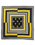 Dolce & Gabbana Black Yellow Silk Logo Square Foulard Scarf
