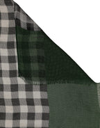 Dolce & Gabbana Green White Napoli Silk Gingham Shawl Scarf