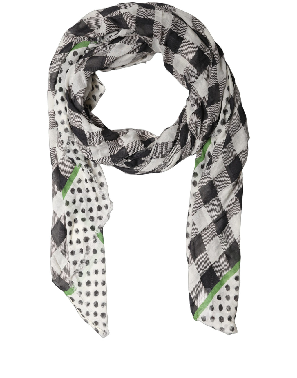 Dolce & Gabbana Black White Napoli Modal Check Shawl Scarf