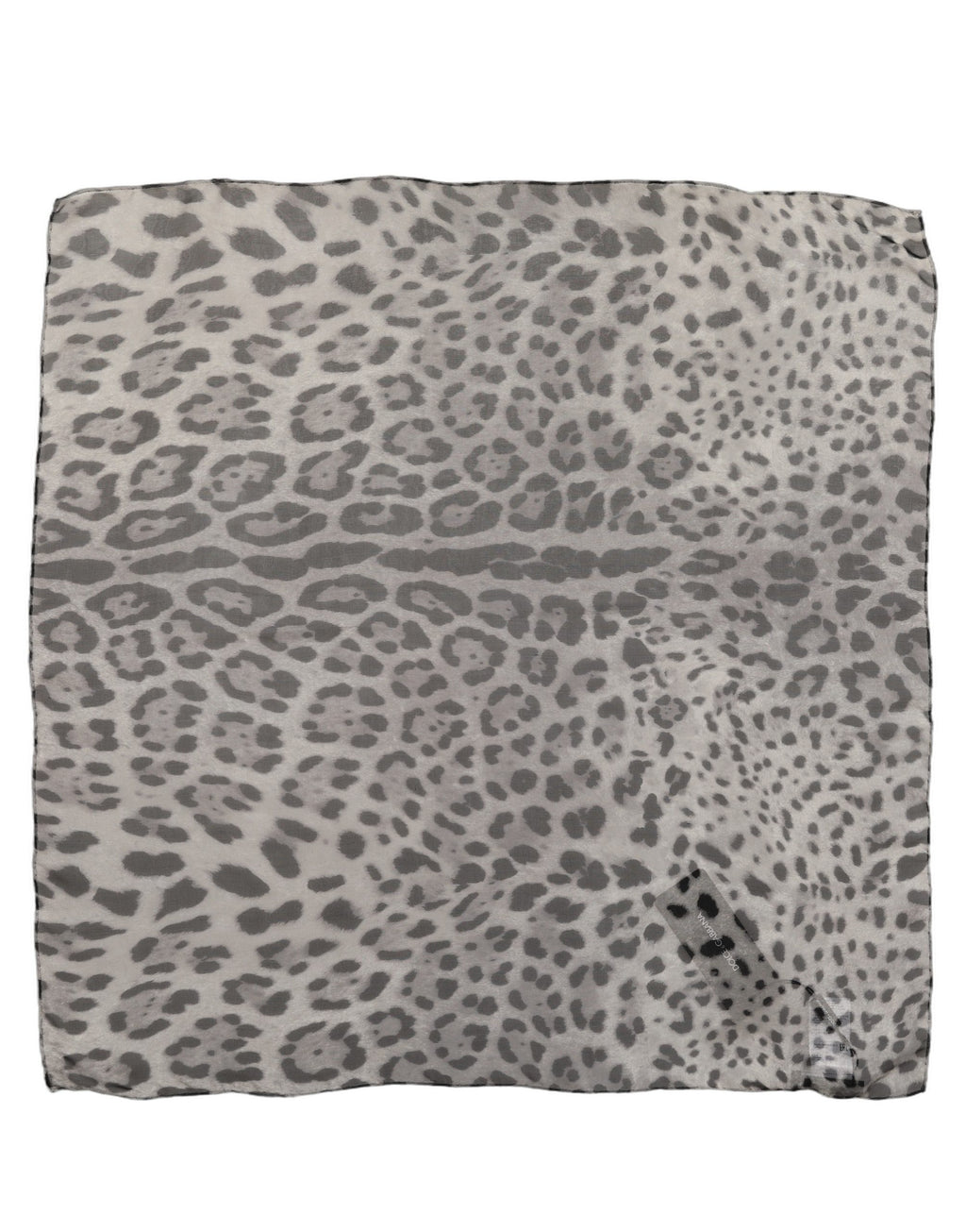 Dolce & Gabbana Gray Leopard Print Silk Square Foulard Scarf