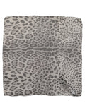Dolce & Gabbana Gray Leopard Print Silk Square Foulard Scarf