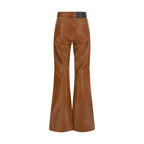 Haikure Brown Lambskin Flared Pants
