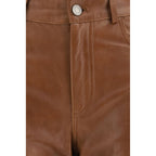 Haikure Brown Lambskin Flared Pants