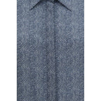 Sara Roka Blue Silk Pattern Shirt