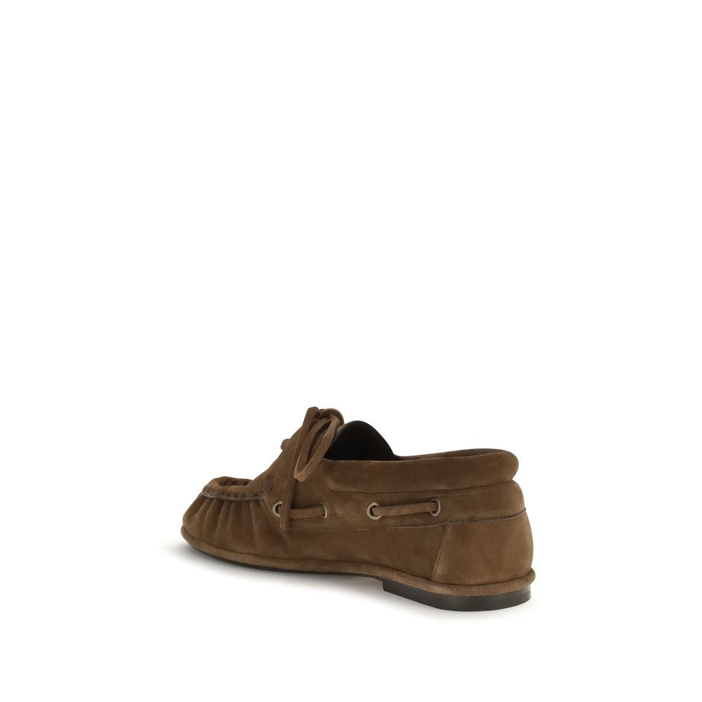Saint Laurent Brown Suede Leather Slip-On Loafers - Eljoys Fashion 