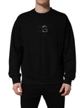Dolce & Gabbana Black Cotton DG Crew Neck Sweatshirt Sweater