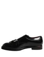 Dolce & Gabbana Black Leather Monk Strap Formal Dress Shoes