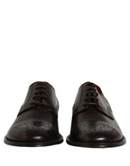 Dolce & Gabbana Maroon Calfskin Leather Derby Men Dress Shoes - Eljoys Fashion 