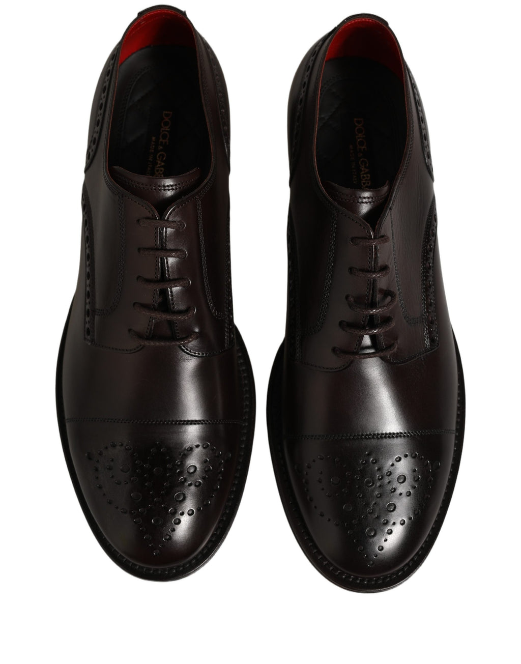 Dolce & Gabbana Maroon Calfskin Leather Derby Men Dress Shoes - Eljoys Fashion 