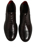 Dolce & Gabbana Maroon Calfskin Leather Derby Men Dress Shoes - Eljoys Fashion 