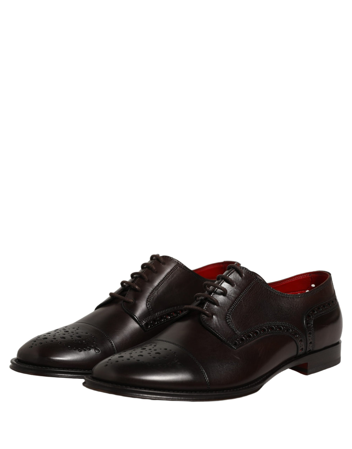 Dolce & Gabbana Maroon Calfskin Leather Derby Men Dress Shoes - Eljoys Fashion 