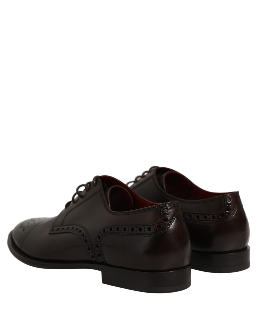 Dolce & Gabbana Maroon Calfskin Leather Derby Men Dress Shoes - Eljoys Fashion 