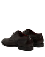 Dolce & Gabbana Maroon Calfskin Leather Derby Men Dress Shoes - Eljoys Fashion 