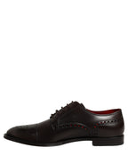 Dolce & Gabbana Maroon Calfskin Leather Derby Men Dress Shoes - Eljoys Fashion 