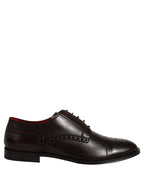Dolce & Gabbana Maroon Calfskin Leather Derby Men Dress Shoes - Eljoys Fashion 