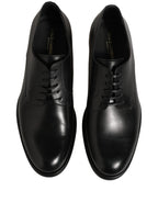 Dolce & Gabbana Black Calfskin Leather Derby Men Dress Shoes