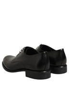 Dolce & Gabbana Black Calfskin Leather Derby Men Dress Shoes