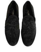 Dolce & Gabbana Black Suede Slip On Men Slippers Loafers Shoes