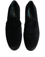 Dolce & Gabbana Black Suede Slip On Slippers Loafers Shoes