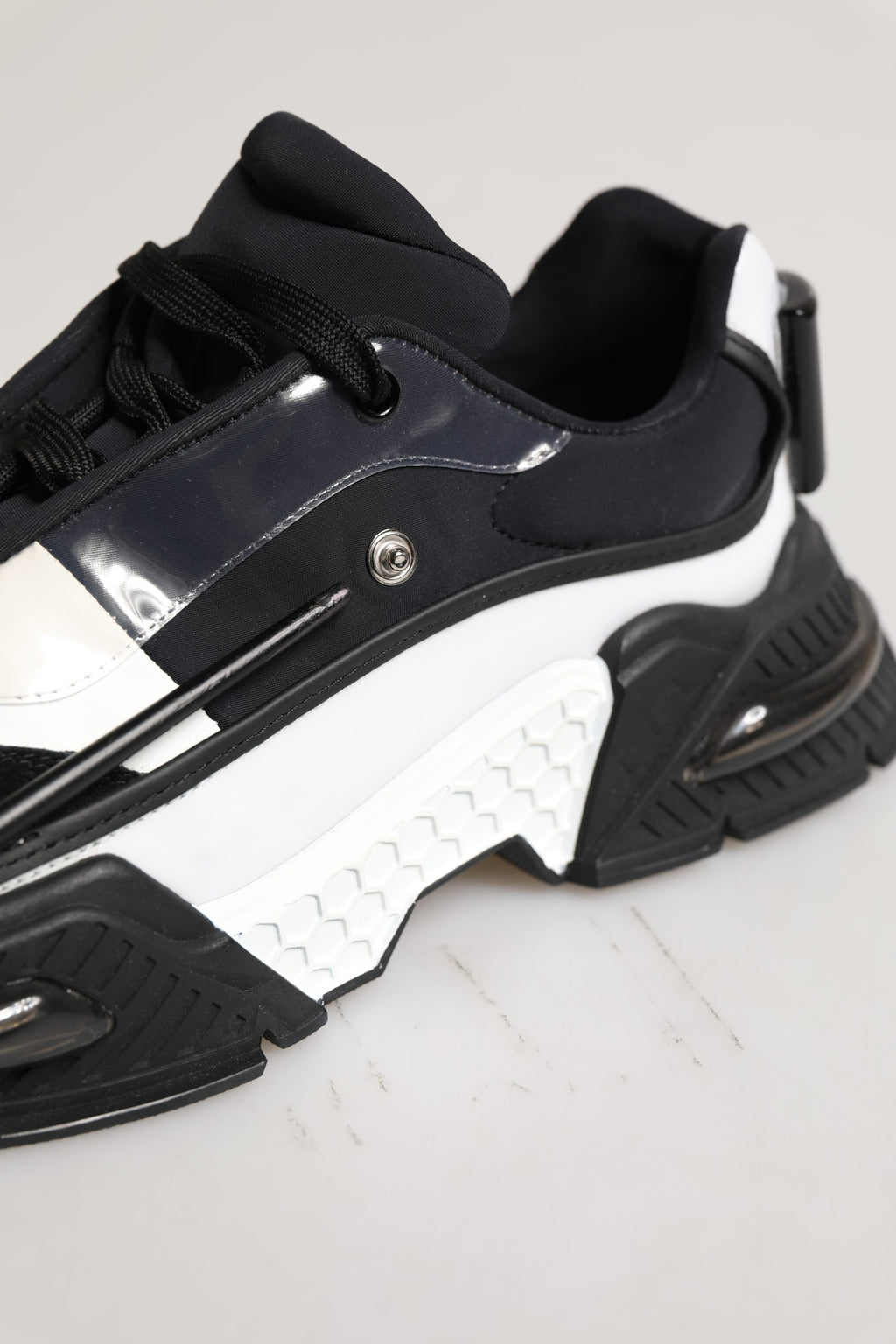 Dolce & Gabbana White Black Logo Airmaster Men Sneakers Shoes - Eljoys Fashion 