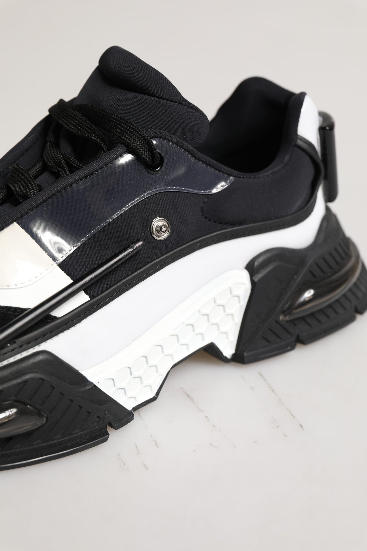 Dolce & Gabbana White Black Logo Airmaster Men Sneakers Shoes - Eljoys Fashion 