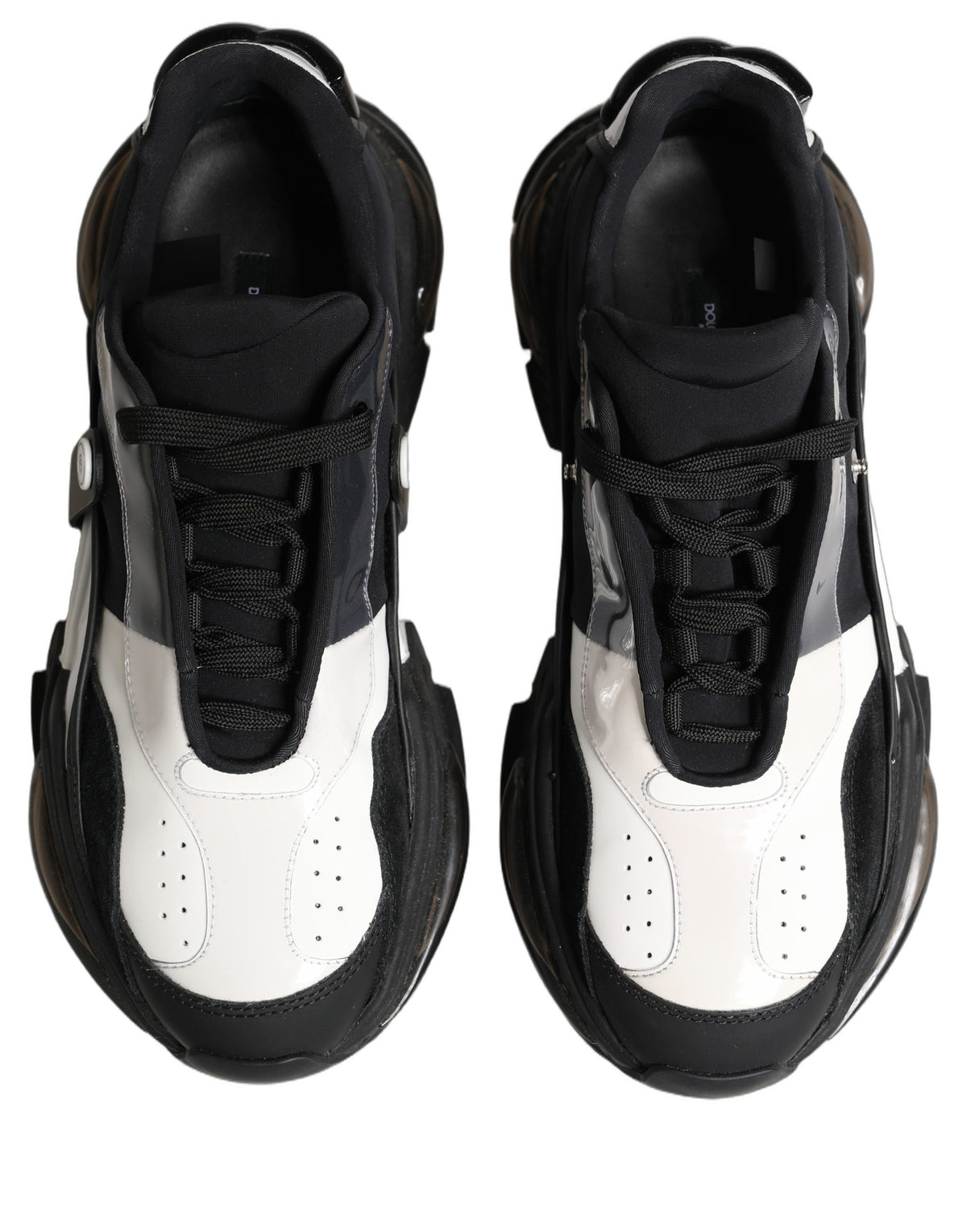 Dolce & Gabbana White Black Logo Airmaster Men Sneakers Shoes - Eljoys Fashion 