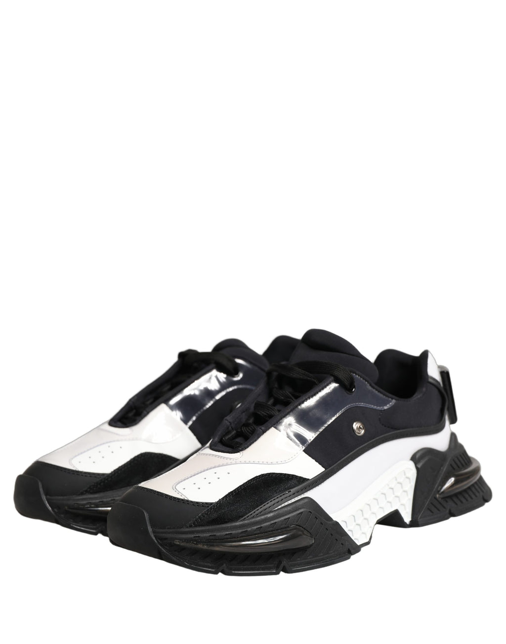 Dolce & Gabbana White Black Logo Airmaster Men Sneakers Shoes - Eljoys Fashion 