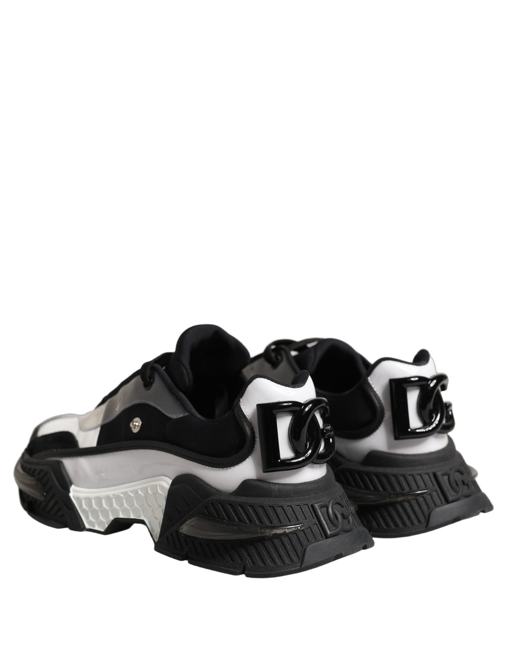 Dolce & Gabbana White Black Logo Airmaster Men Sneakers Shoes - Eljoys Fashion 