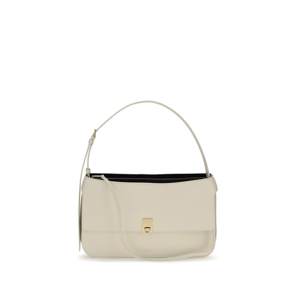 Ferragamo Beige Calf Leather Bos Taurus Shoulder Bag