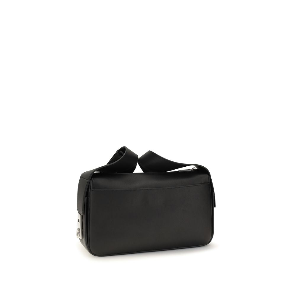Ferragamo Black Calf Leather Bos Taurus Shoulder Bag - Eljoys Fashion 
