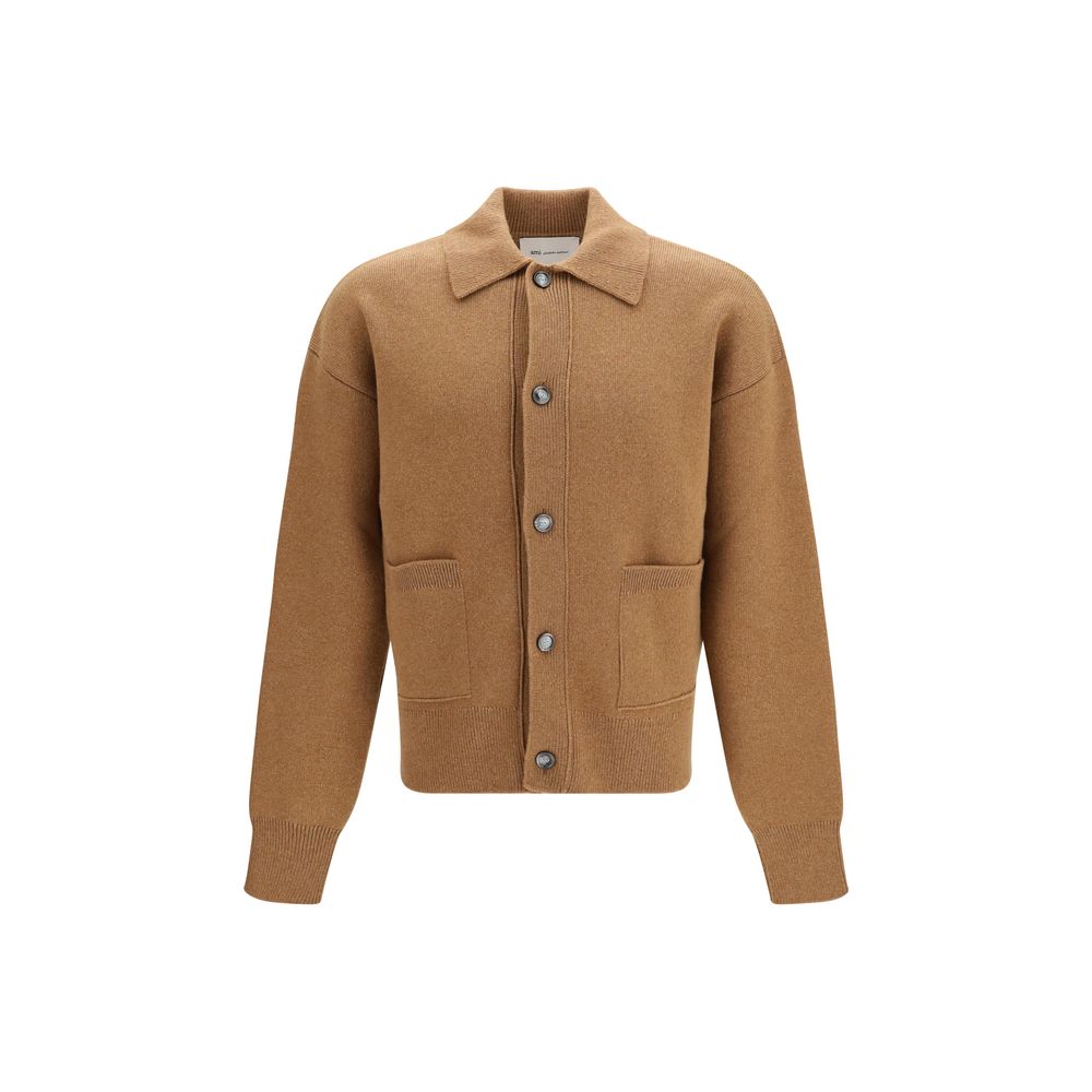 Ami Paris Brown Wool Oves Aries Cardigan - Eljoys Fashion 
