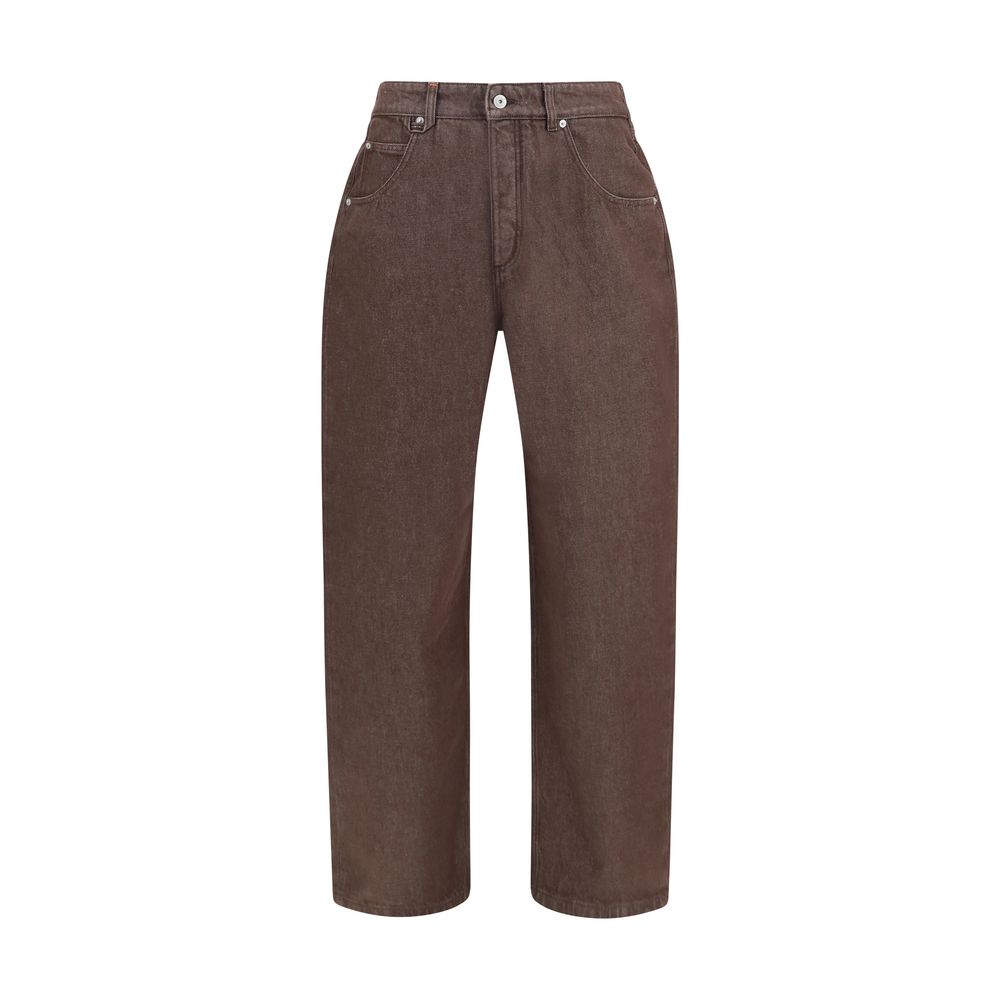 Jacquemus Brown Polyester Straight-Leg Jeans - Eljoys Fashion 