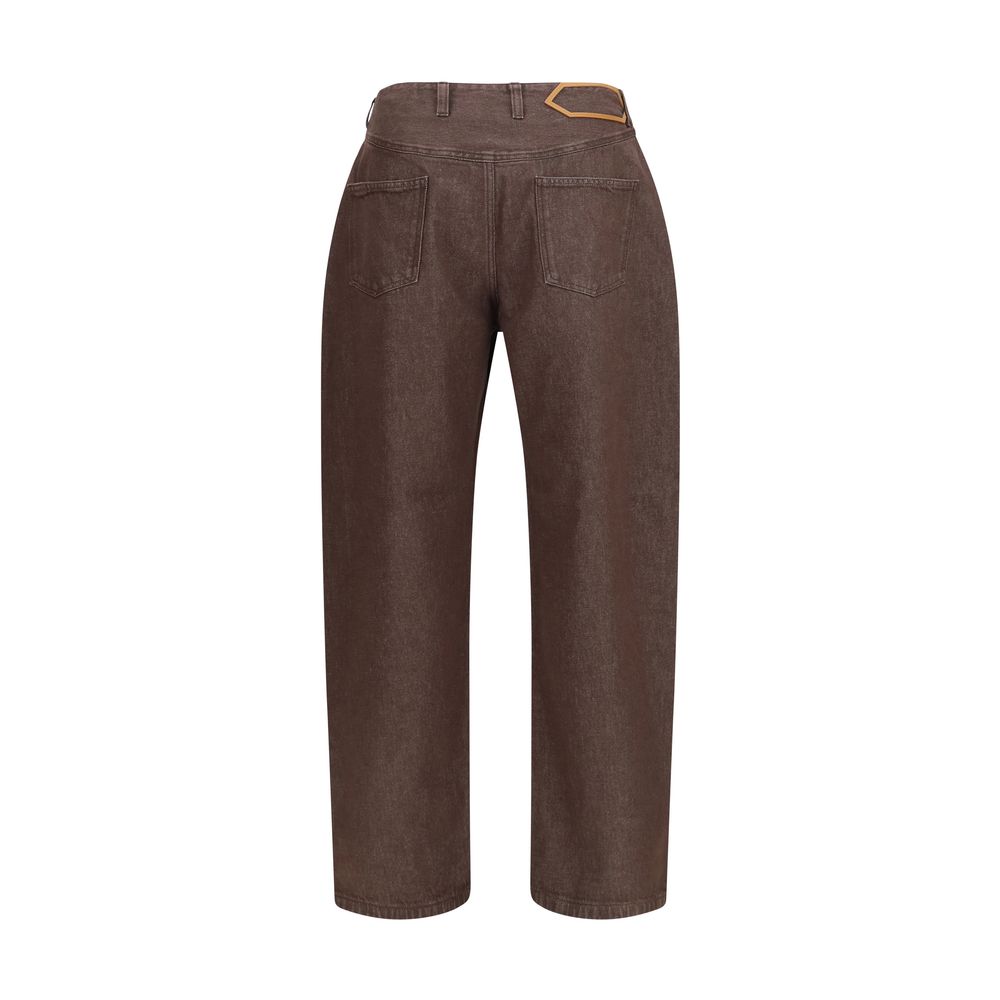 Jacquemus Brown Polyester Straight-Leg Jeans - Eljoys Fashion 