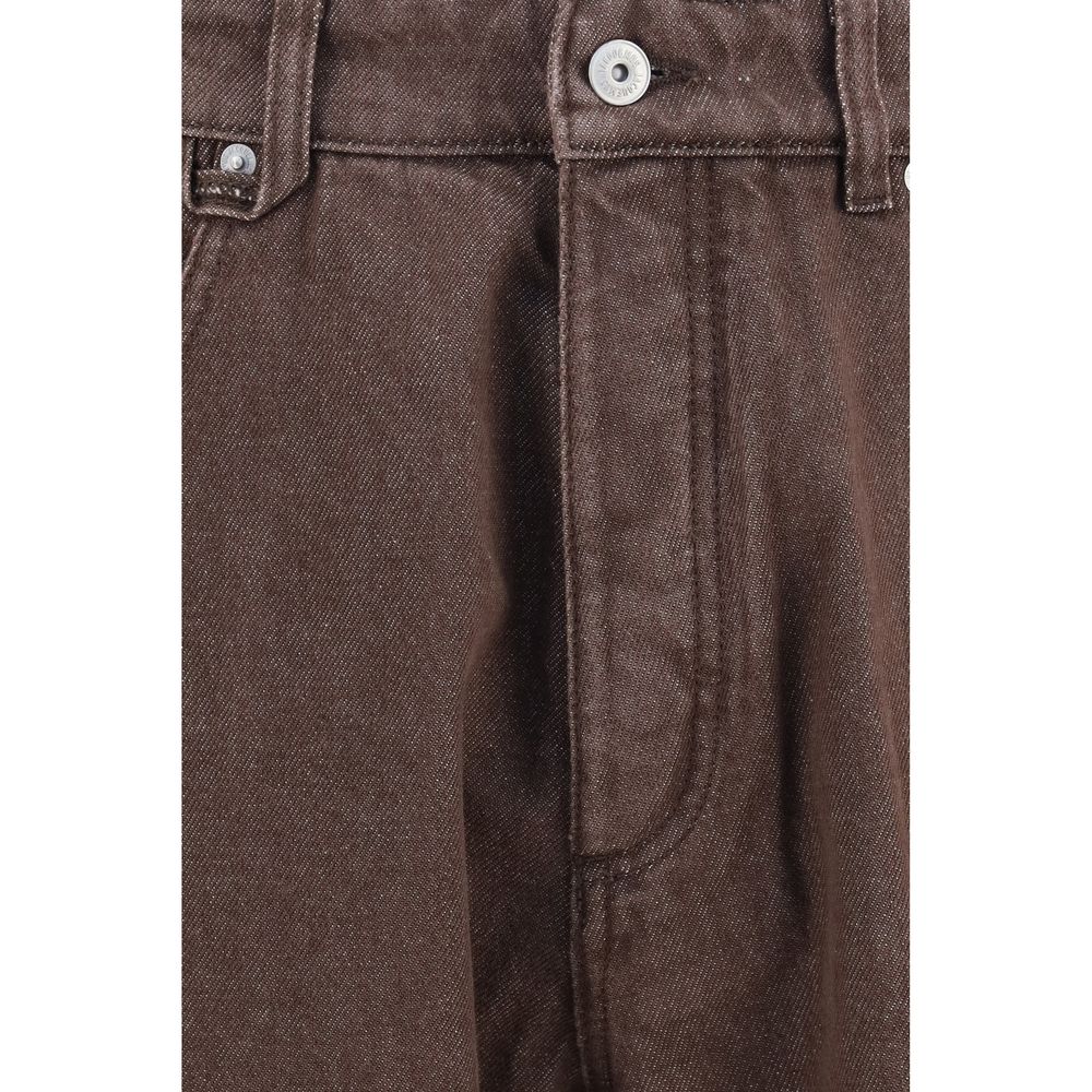 Jacquemus Brown Polyester Straight-Leg Jeans - Eljoys Fashion 