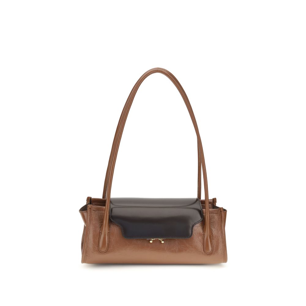 Marni Brown Calf Leather Bos Taurus Shoulder Bag - Eljoys Fashion 