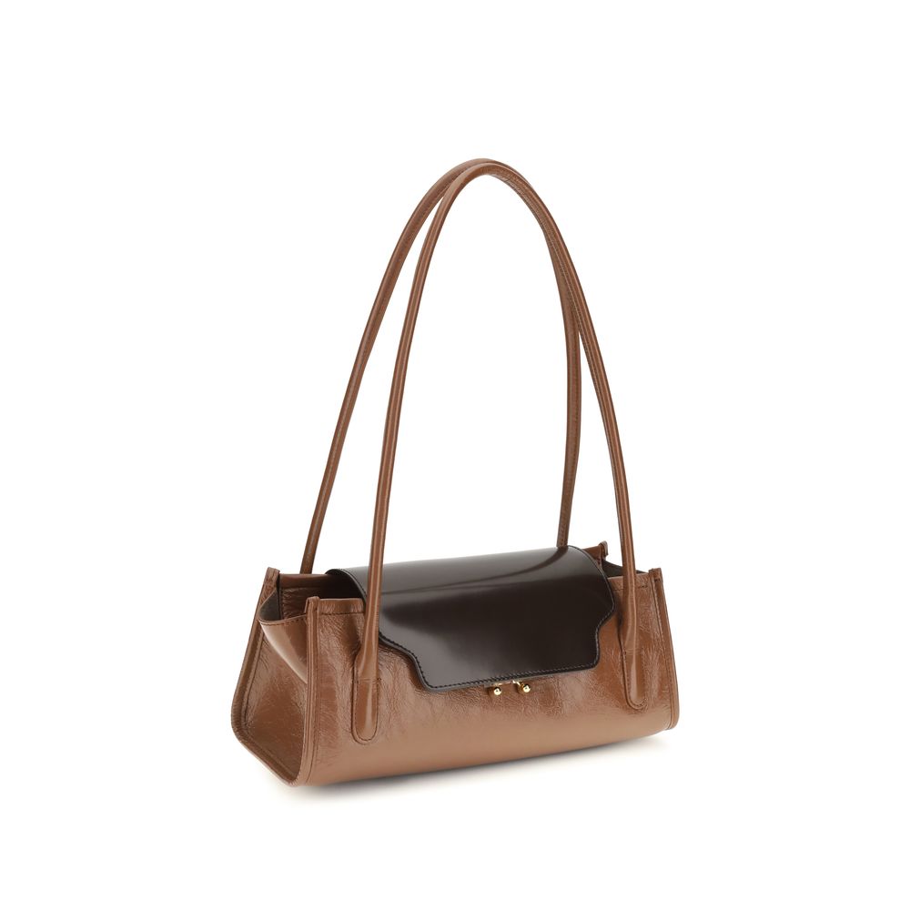 Marni Brown Calf Leather Bos Taurus Shoulder Bag - Eljoys Fashion 
