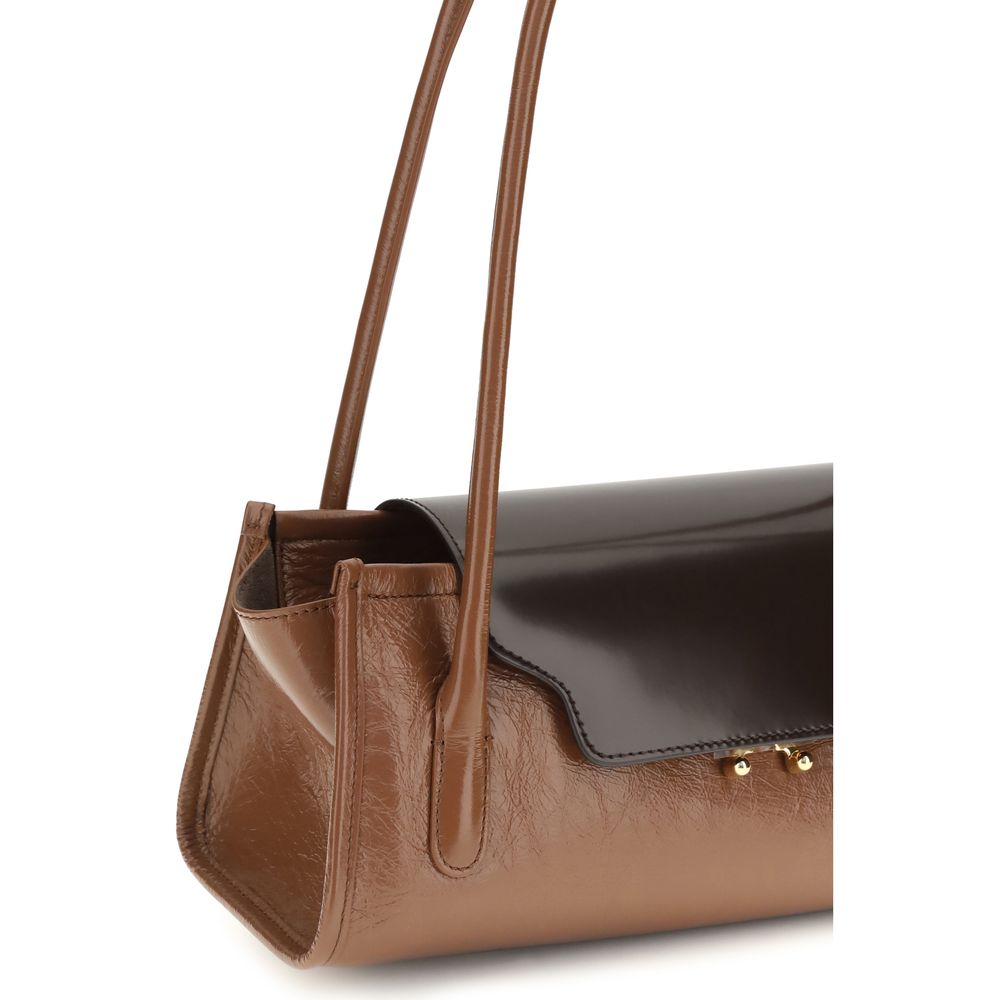 Marni Brown Calf Leather Bos Taurus Shoulder Bag - Eljoys Fashion 