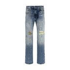 PDF Channel Blue Cotton Straight-Leg Jeans