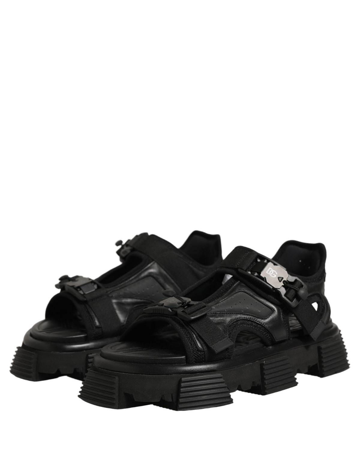 Dolce & Gabbana Black Logo Detailed Men Chunky Sandals Shoes - Eljoys Fashion 