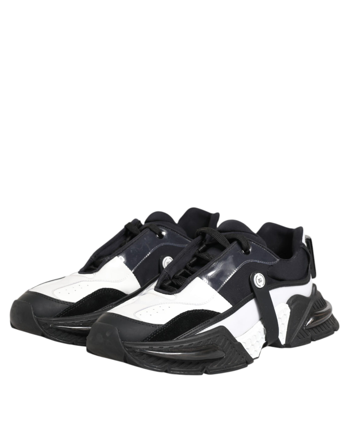 Dolce & Gabbana White Black Logo Airmaster Men Sneakers Shoes - Eljoys Fashion 