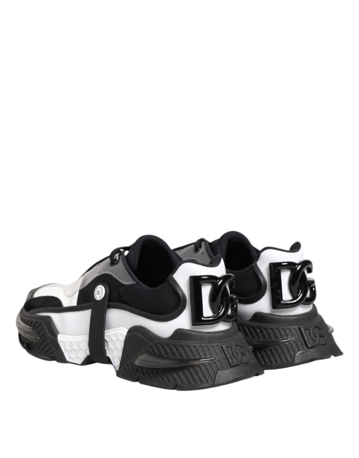 Dolce & Gabbana White Black Logo Airmaster Men Sneakers Shoes - Eljoys Fashion 