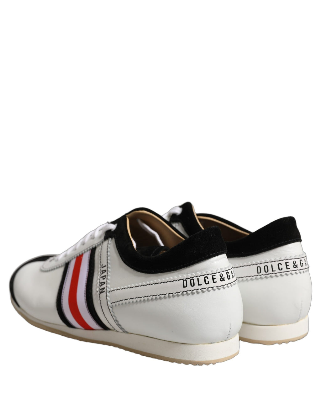 Dolce & Gabbana White Leather Japan Low Top Sneakers Shoes - Eljoys Fashion 