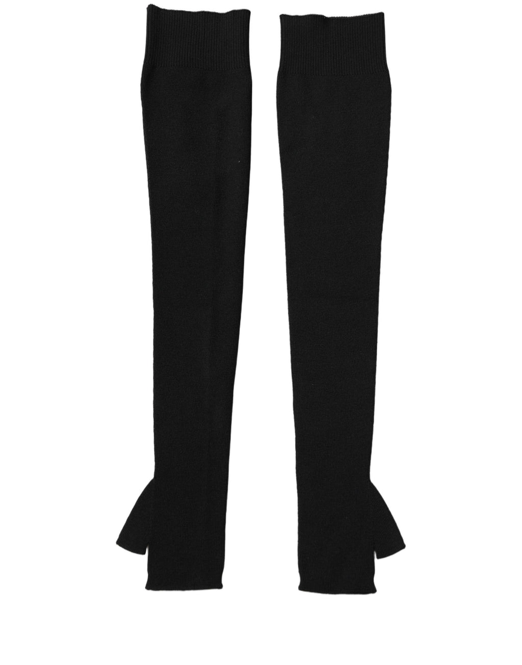 Dolce & Gabbana Black Wool Knitted Long Fingerless Gloves - Eljoys Fashion 